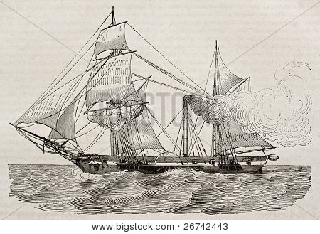 기선 오래 된 그림입니다. 미확인 작성자 1840 마 가진 Pittoresque, 파리에서 출판