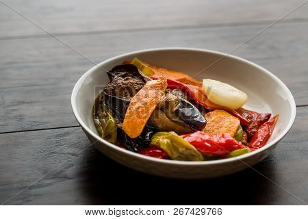 Turkish Food Style Fried Vegetables, Red Pepper, Aubergine, Carrot, Hot Pepper And Onions / Sebze Ki