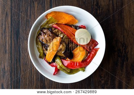 Turkish Food Style Fried Vegetables, Red Pepper, Aubergine, Carrot, Hot Pepper And Onions / Sebze Ki