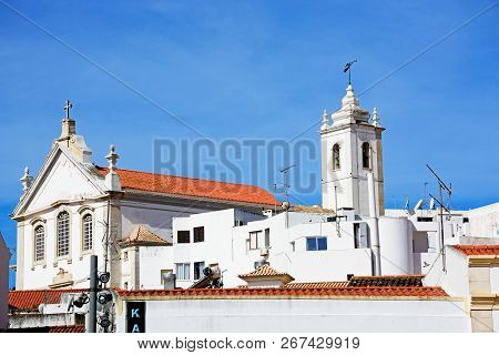 Albufeira, Portugal - June 10, 2017 - View Of The Mother Church (igreja Matriz), Albufeira, Algarve,