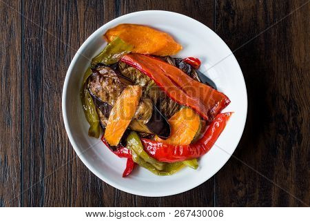 Turkish Food Style Fried Vegetables, Red Pepper, Aubergine, Carrot, Hot Pepper And Onions / Sebze Ki