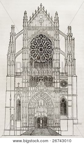 Beauvais katedral, side portal, gamle illustration. Af uidentificerede forfatteren, udgivet på Magasin Pitt