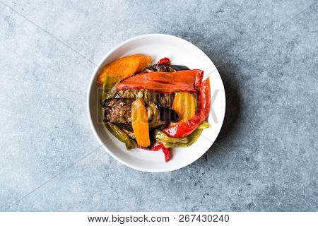 Turkish Food Style Fried Vegetables, Red Pepper, Aubergine, Carrot, Hot Pepper And Onions / Sebze Ki