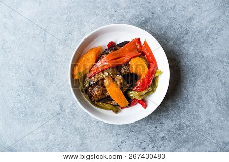 Turkish Food Style Fried Vegetables, Red Pepper, Aubergine, Carrot, Hot Pepper And Onions / Sebze Ki