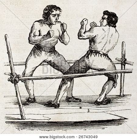 Boksning i 1790. Af uidentificerede forfatteren, udgivet på Magasin Pittoresque, Paris, 1840
