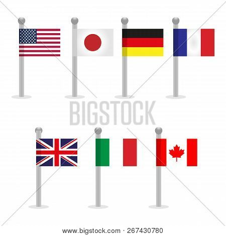Group Of Seven G7 And Member States Flags Vector Illustration.