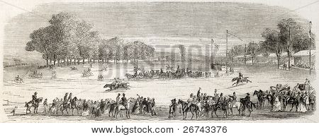 Marseille häst racing gammal illustration. Skapad av Godefroy-Durand efter Crapelet, publiceras på L'I