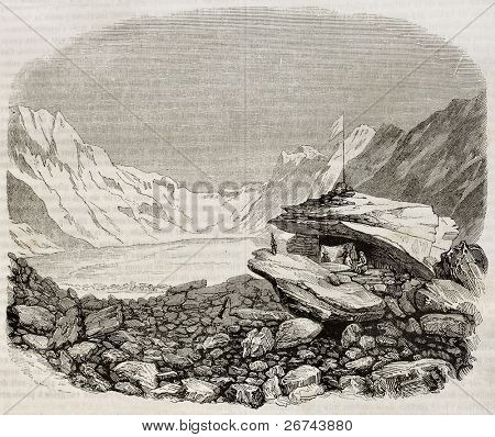 Unteraargletscher Gletscher alte Ansicht, Kanton Bern, Schweiz. von unbekannten Autor veröffentlicht auf magasi