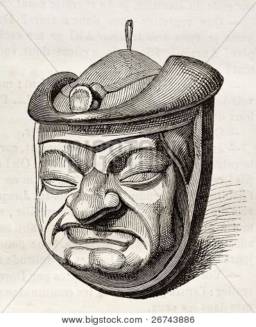 Traditionelle udskåret træ saltcellar kendt som Guy Mergey. Modelleret af Gentil, offentliggjort på Magasin Pit