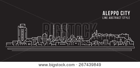 Cityscape Building Line Art Vector Illustration Design - Aleppo City