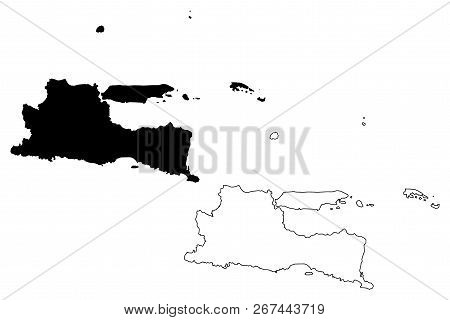 East Java (subdivisions Of Indonesia, Provinces Of Indonesia) Map Vector Illustration, Scribble Sket