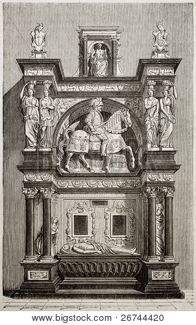 Louis de Breze grav gamle illustration (fransk adelsmand), Rouen domkirke. Af uidentificerede forfatter, pub