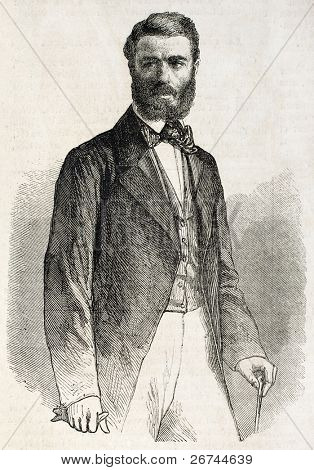 Michel Miloch vecchio ritratto inciso, principe serbo. Creato da Gilbert, pubblicato su L'Illustration