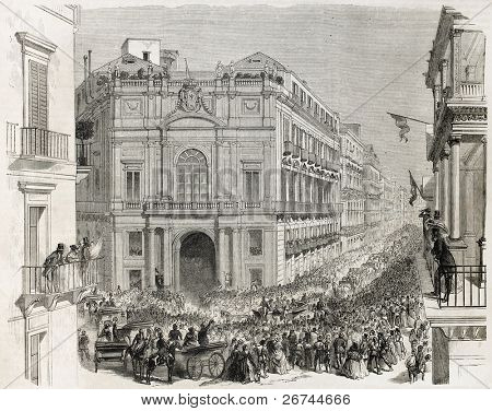 Palazzo Doria d'Angri, Naples, Italy. Creatde by Leroux and Godefroy, published on L'Illustration, Journal Universel, Paris, 1860