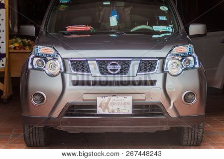 Portobelo, Panama - May 28, 2016: Nissan Car Belonging To A Church With A License Plate Jesus Nazare