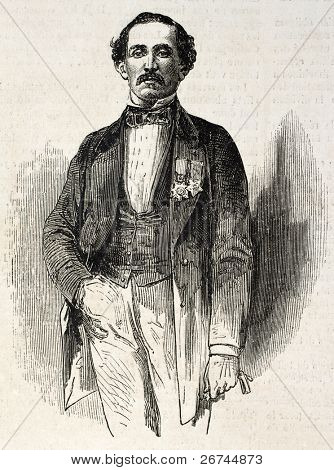 Régi vésett Nassir Mallouf, portré, dragoman, orientalista. Készítette: Bayard, megjelent a L
