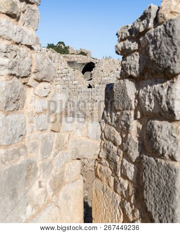 View Of The Round Tower Through The Loophole Of The Middle Tower Of The Western Wall Of  Nimrod Fort