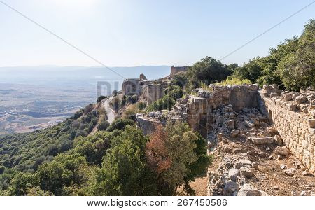 View Of The Remains Of The Eastern Fortress Wall From The Corner Tower Of Nimrod Fortress Located In