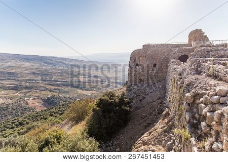 View Of The Remains Of The Eastern Fortress Wall From The Corner Tower Of Nimrod Fortress Located In