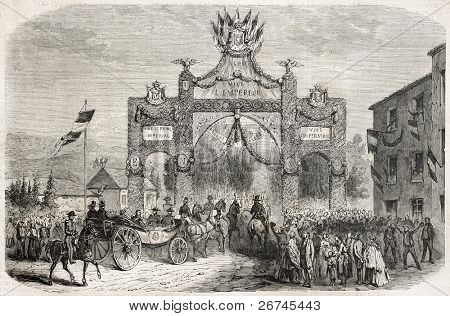 Napoleon III ja keisarinna Eugenie vierailevat Aix. Luoma Marc julkaistaan L'Illustration-lehdessä