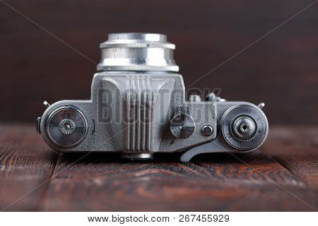 Moscow, Russia, April 20, 2017. The Old Soviet 35 Mm Slr Camera Kristall, Released1962.