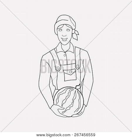 Farmer Woman Icon Line Element.  Illustration Of Farmer Woman Icon Line Isolated On Clean Background
