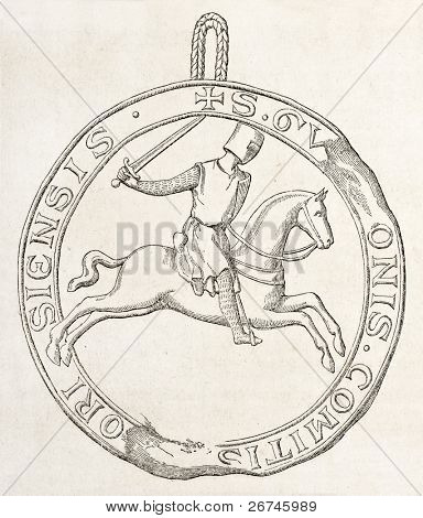 Equestrian segl af Guy V Count af Forez. Af uidentificerede forfatteren, udgivet på L'Illustration, Journa