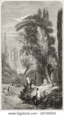 Norman sahne. L'Illustration, Journal Universel, Paris, 1858 Yayınlanan Huet tarafından oluşturulmuş