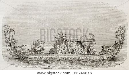 Ambasciatore francese in gondola di lusso Venezia (1682). Dopo la vecchia stampa di autore non identificato da Henni