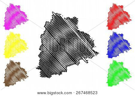 Telangana (states And Union Territories Of India, Federated States, Republic Of India) Map Vector Il