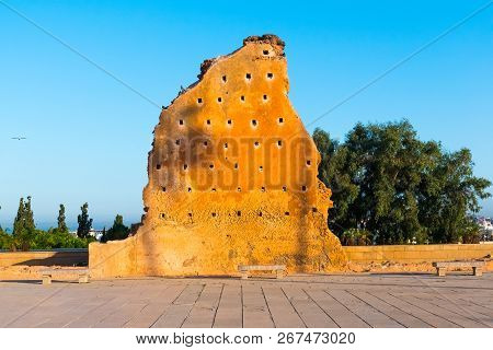 Tousand Years Old Tower Of Hassan Of The Capital Rabat City In Unesco, Morocco In Africa