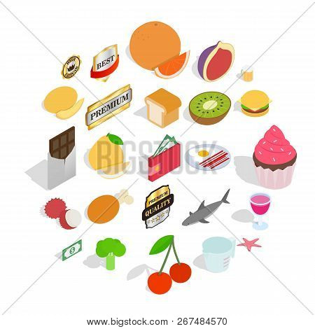 Greengrocery Icons Set. Isometric Set Of 25 Greengrocery Vector Icons For Web Isolated On White Back