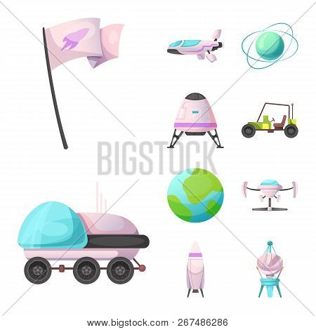 Vector Design Of Mars And Space Icon. Set Of Mars And Planet Vector Icon For Stock.