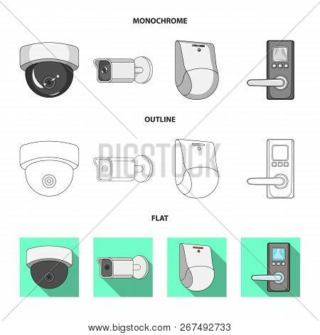 Vector Design Of Cctv And Camera Icon. Collection Of Cctv And System Stock Symbol For Web.