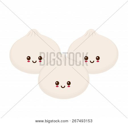 Cute Smiling Funny Cute Chinese Dim Sum.vector Modern Flat Style Cartoon Character Illustration.isol