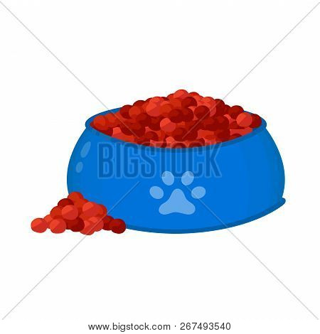 Cat,dog Food ,feed In A Bowl. Vector Flat Cartoon Illustration Icon Design. Isolated On White Backgr