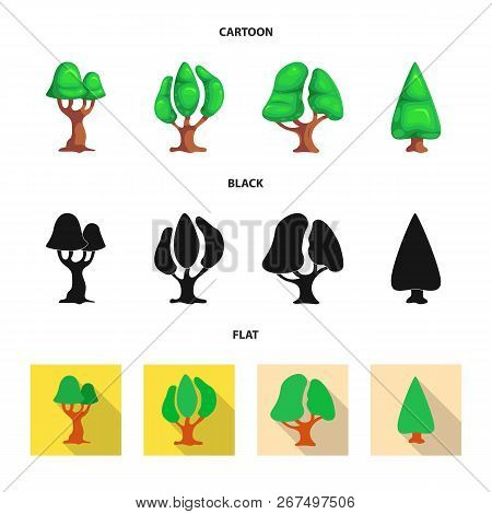 Isolated Object Of Tree And Nature Icon. Set Of Tree And Crown Vector Icon For Stock.