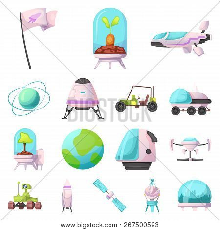Vector Illustration Of Mars And Space Icon. Collection Of Mars And Planet Stock Symbol For Web.