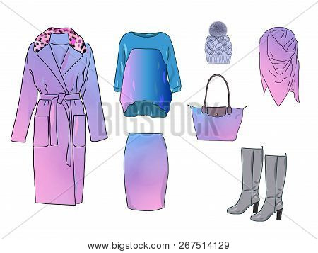 Vector Stylish Fashion Set Of Women Clothes