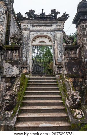 Hue, Vietnam-december 23, 2013. The Right Side Entrance To Thien Dinh Palace As The Front Entrance I