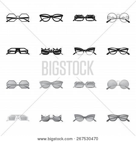 Vector Illustration Of Glasses And Sunglasses Symbol. Collection Of Glasses And Accessory Vector Ico