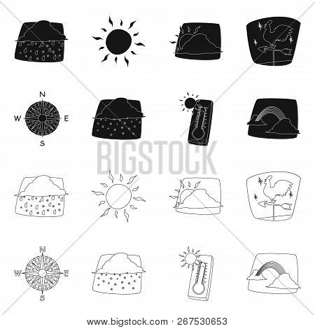Vector Design Of Weather And Climate Symbol. Set Of Weather And Cloud Stock Vector Illustration.