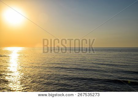 Sea Sunset. Evening At Sunset In The Sea