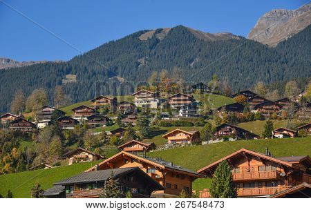 Landscape With Mountain Village In Autumn