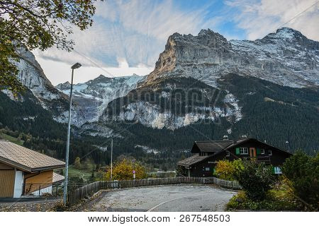 Landscape With Mountain Village In Autumn