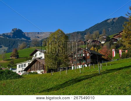 Landscape With Mountain Village In Autumn