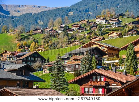 Landscape With Mountain Village In Autumn