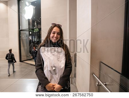Barcelona, Spain - November 07, 2018: Woman Holding A New Ipad Pro