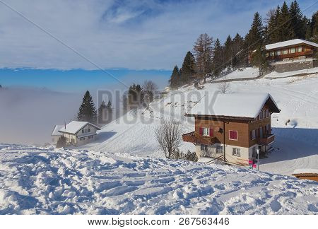 Village Of Stoos In The Swiss Canton Of Schwyz In Winter.