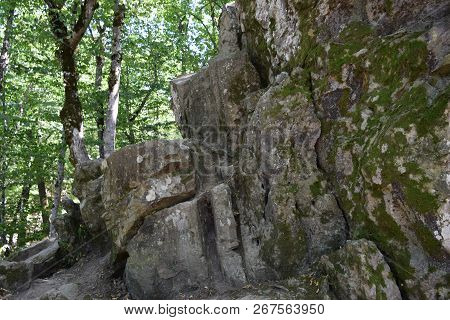 Devils Finger. The Rock Damaged By Explosion In The Woods Of Kuban.
